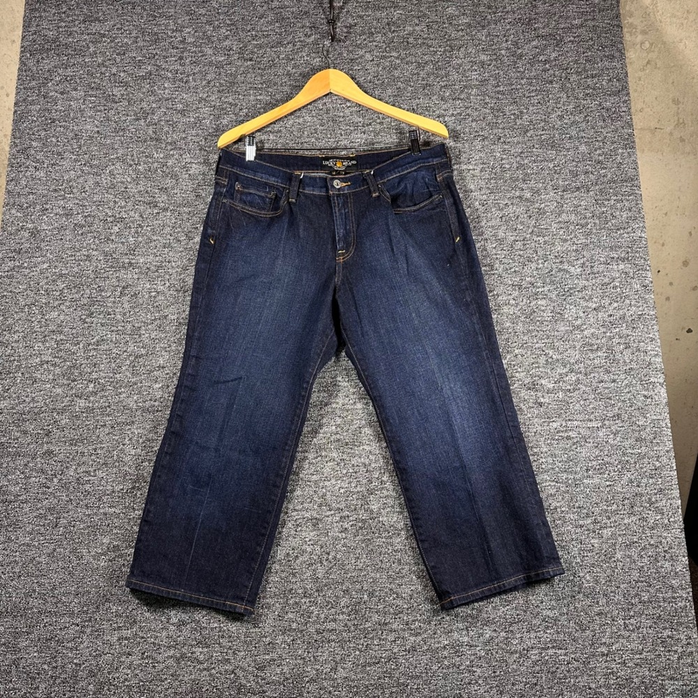 Lucky Brand Classic Rider Crop Jeans 16/33 Dark Wash Tie Breaker 7W10685 Stretch